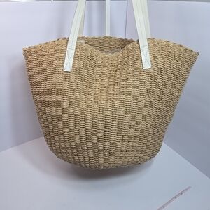 j.crew floppy straw beach tote large boho hippie natural